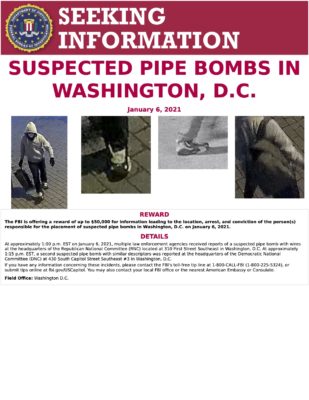 Suspected pipe bombs in washington dc
