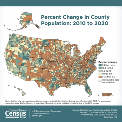 Percent Change in County Population: 2010 to 2020