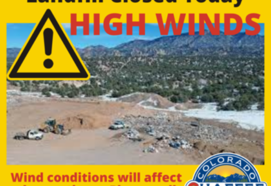Chaffee Landfill Closed June 13 due to High Winds